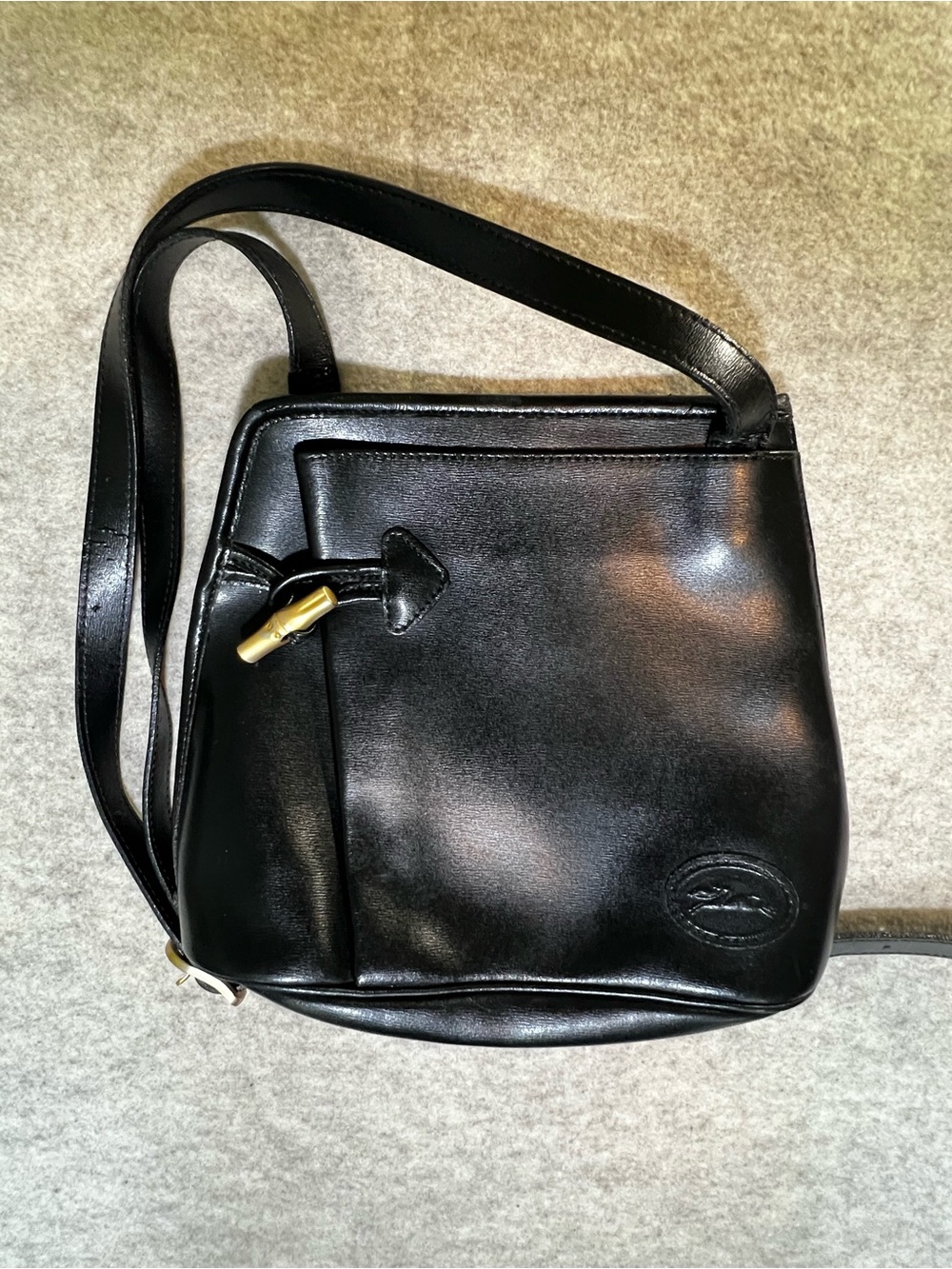 Vintage Longchamp Roseau black leather with Toggle Rare